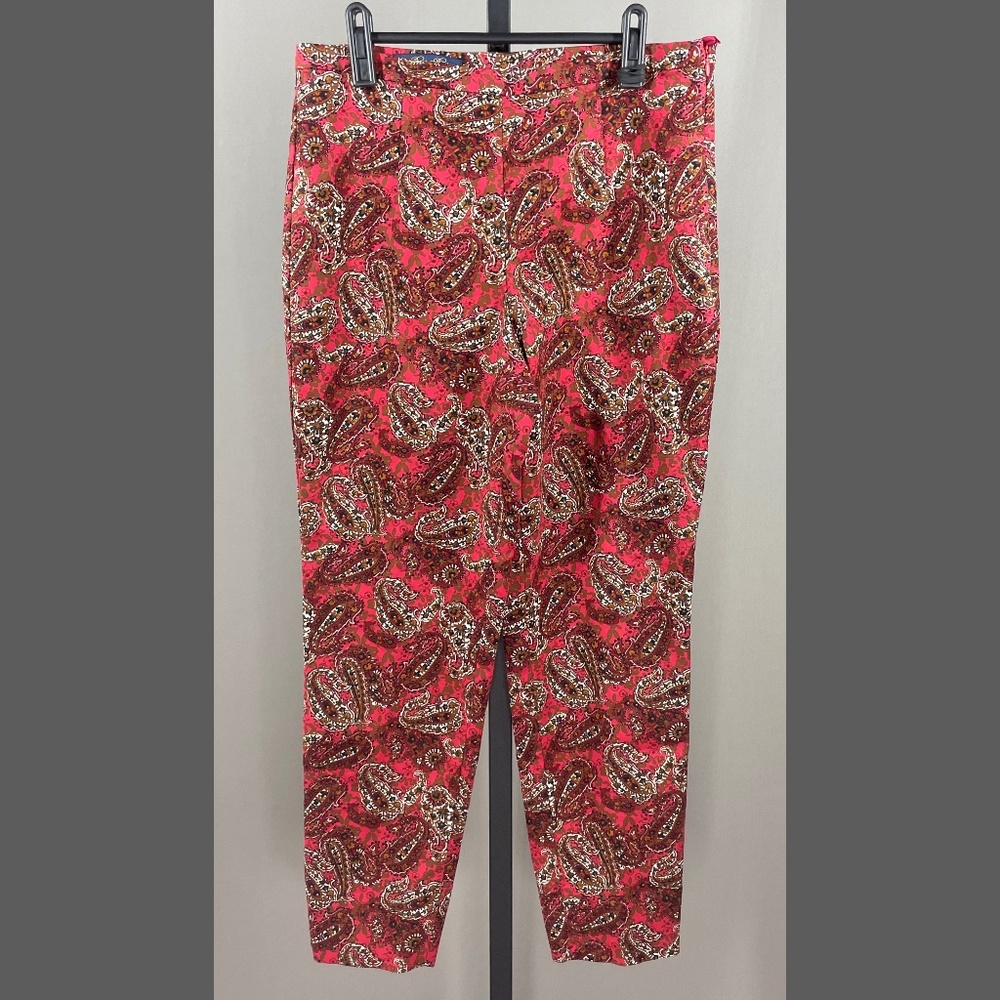 Brooks Brothers Pants Womens 6 red brown paisley floral straight taper preppy